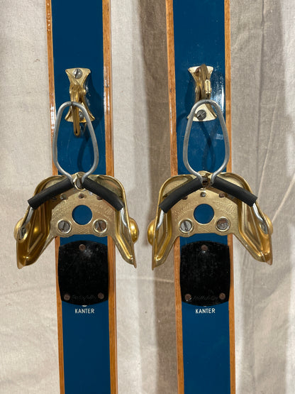 195cm Blå-Skia Wood "Tur-Langrenn" Light Touring Cross-Country Skis - Early 70s - TIMEPIECE!!!!