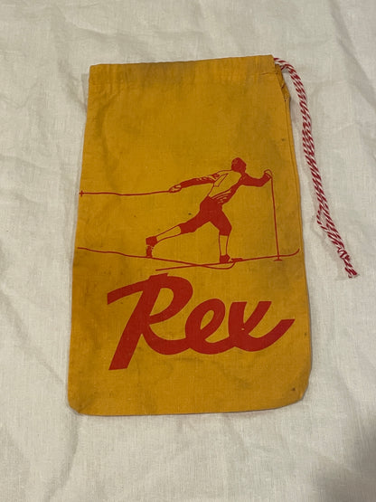 Vintage Rex Cross-Country Ski Wax Carry Bag - 1970s - Cotton with Handy Drawstring