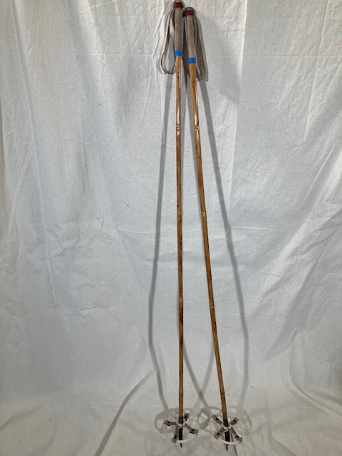 145cm Finnish Bamboo Cross-Country Ski Poles - L. Metso Lahti Finland - Mid 1960s