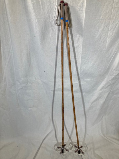 145cm Finnish Bamboo Cross-Country Ski Poles - L. Metso Lahti Finland - Mid 1960s
