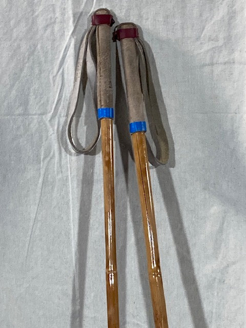 145cm Finnish Bamboo Cross-Country Ski Poles - L. Metso Lahti Finland - Mid 1960s