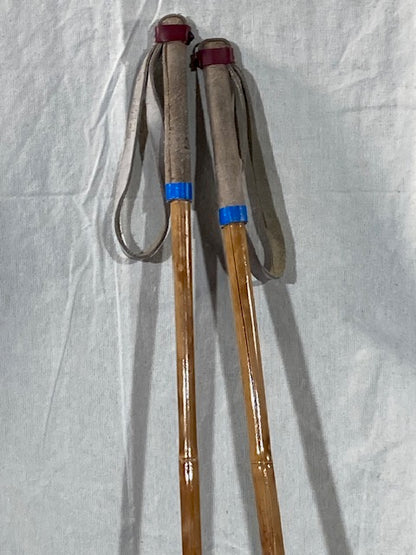 145cm Finnish Bamboo Cross-Country Ski Poles - L. Metso Lahti Finland - Mid 1960s