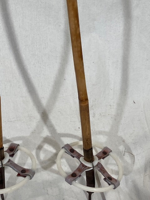 145cm Finnish Bamboo Cross-Country Ski Poles - L. Metso Lahti Finland - Mid 1960s