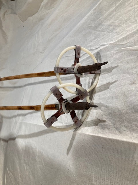 145cm Finnish Bamboo Cross-Country Ski Poles - L. Metso Lahti Finland - Mid 1960s