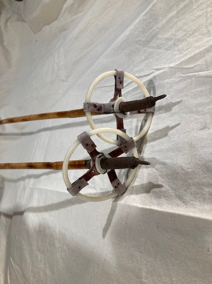 145cm Finnish Bamboo Cross-Country Ski Poles - L. Metso Lahti Finland - Mid 1960s