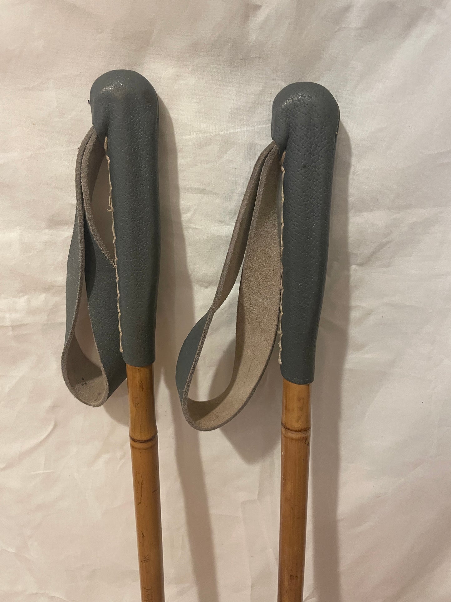 125cm Norwegian Bamboo Cross-Country Ski Poles - Wicker/Leather Baskets - BEAUTIFUL!!!