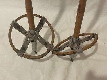 125cm Norwegian Bamboo Cross-Country Ski Poles - Wicker/Leather Baskets - BEAUTIFUL!!!