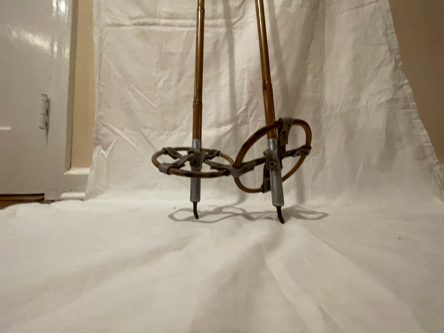 125cm Norwegian Bamboo Cross-Country Ski Poles - Wicker/Leather Baskets - BEAUTIFUL!!!