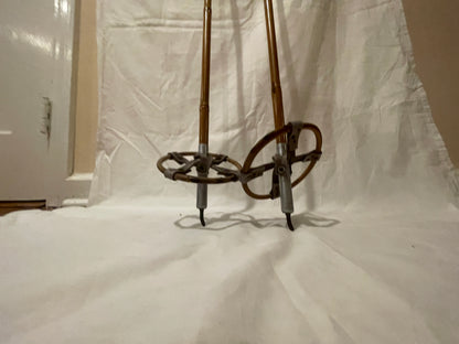 125cm Norwegian Bamboo Cross-Country Ski Poles - Wicker/Leather Baskets - BEAUTIFUL!!!