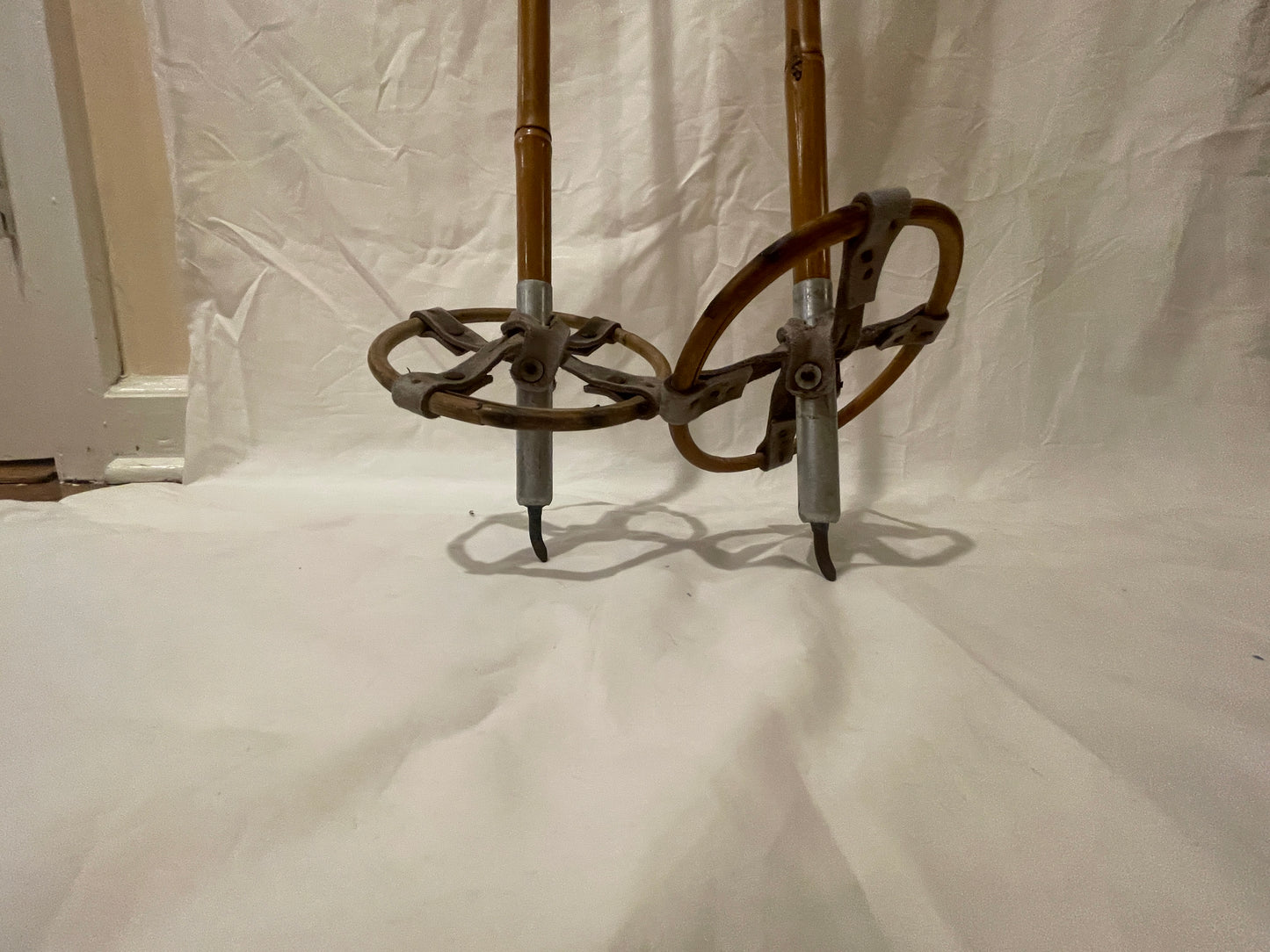 125cm Norwegian Bamboo Cross-Country Ski Poles - Wicker/Leather Baskets - BEAUTIFUL!!!