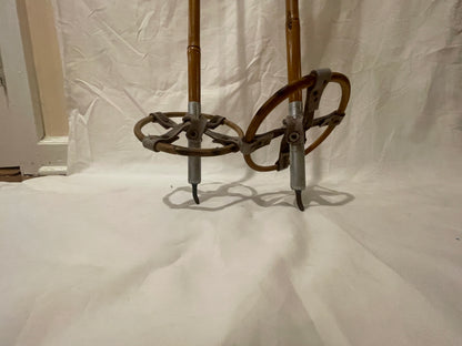 125cm Norwegian Bamboo Cross-Country Ski Poles - Wicker/Leather Baskets - BEAUTIFUL!!!
