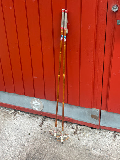 105cm "Korpela" Bamboo Cross-Country Ski Poles - Cool Leather/Wicker Baskets!!!