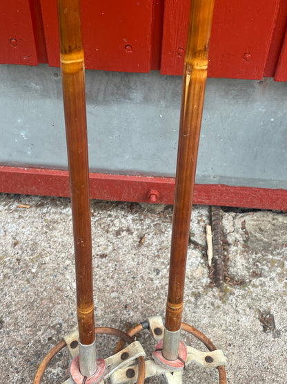 105cm "Korpela" Bamboo Cross-Country Ski Poles - Cool Leather/Wicker Baskets!!!