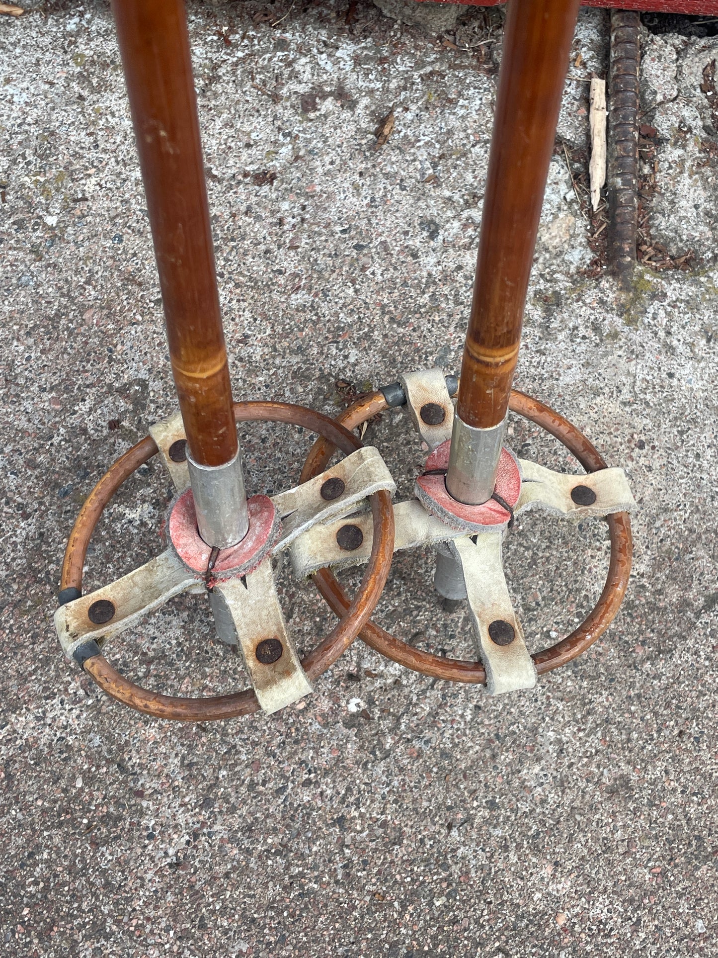 105cm "Korpela" Bamboo Cross-Country Ski Poles - Cool Leather/Wicker Baskets!!!