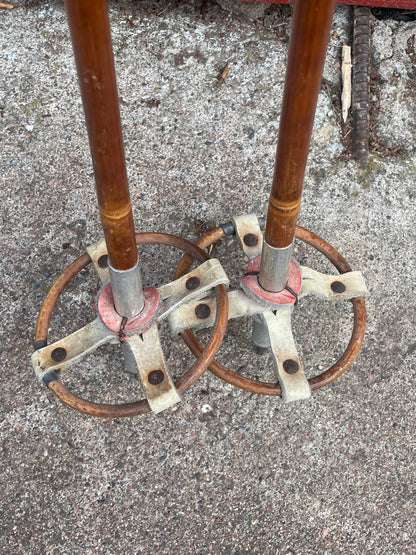 105cm "Korpela" Bamboo Cross-Country Ski Poles - Cool Leather/Wicker Baskets!!!