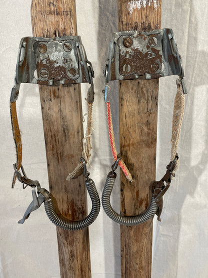 205cm Vintage Madshus of Norway Solid Hickory Cross-Country Skis - 1940s - "Cave Find"!!!!