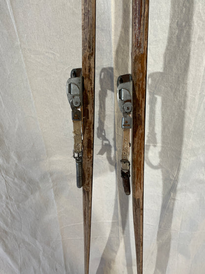205cm Vintage Madshus of Norway Solid Hickory Cross-Country Skis - 1940s - "Cave Find"!!!!