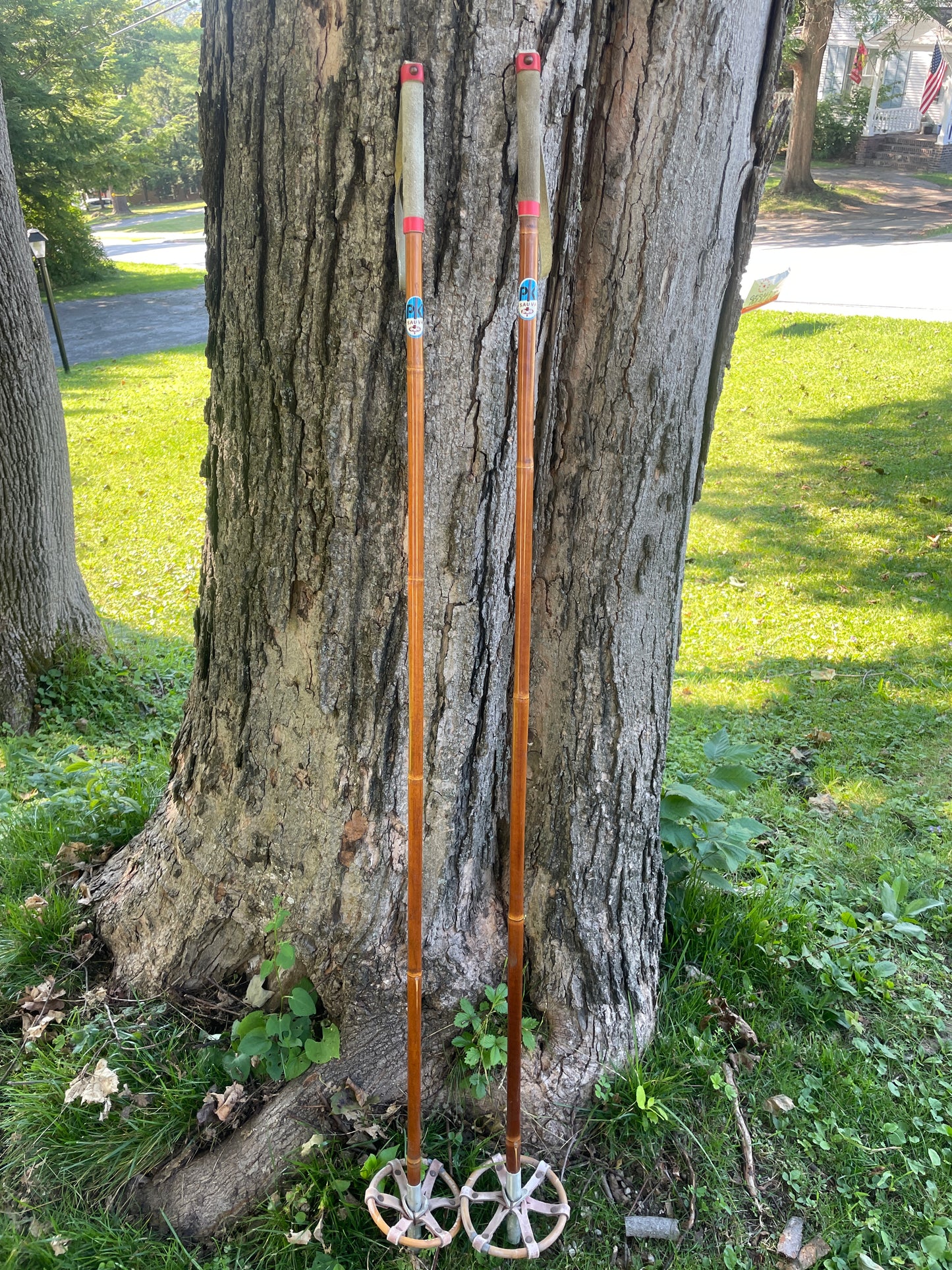 132.5cm "Korpela" Bamboo Cross-Country Ski Poles - Genius Basket Repair!!!