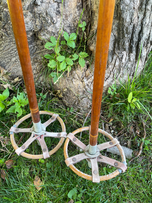 132.5cm "Korpela" Bamboo Cross-Country Ski Poles - Genius Basket Repair!!!