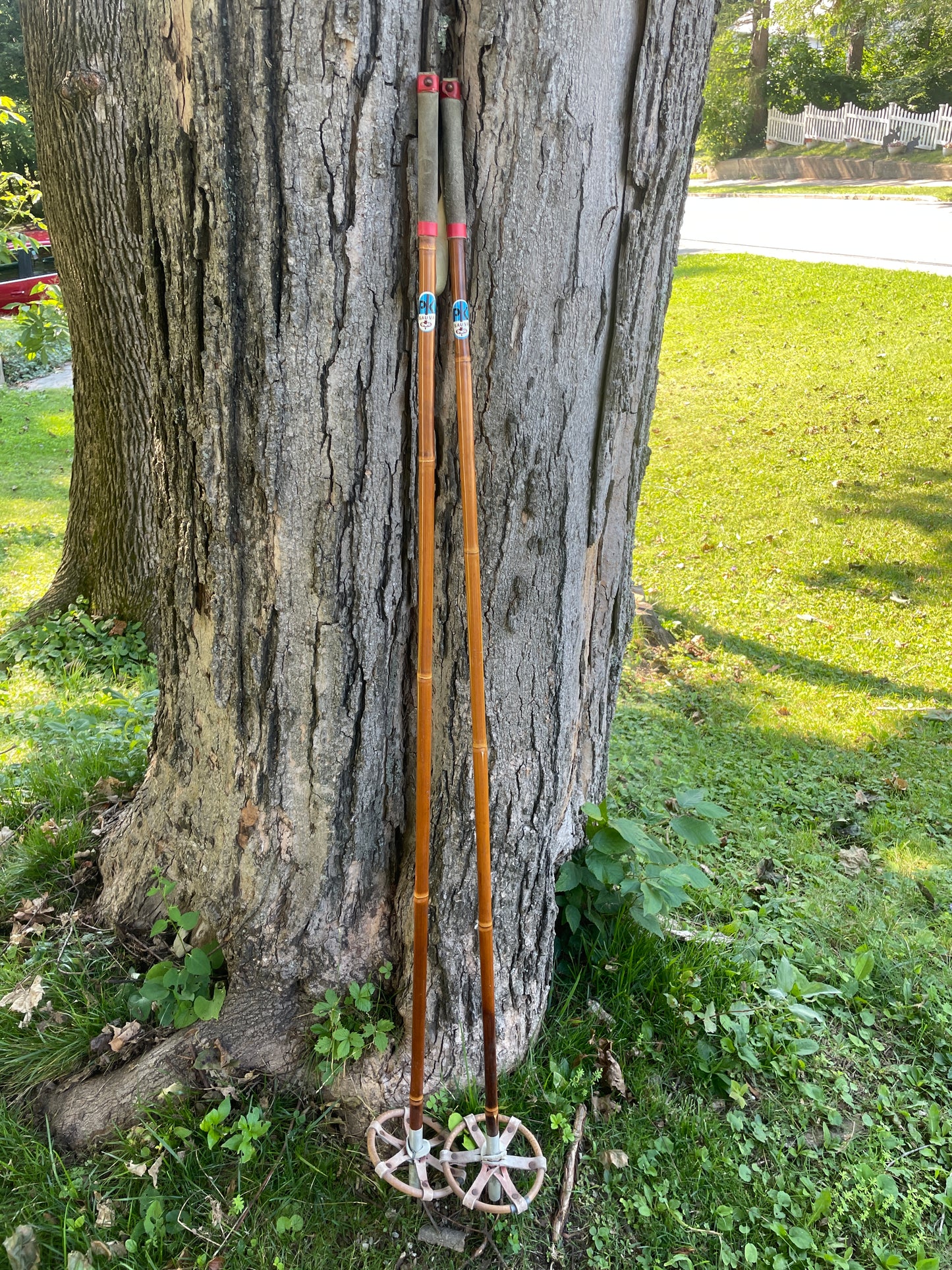 132.5cm "Korpela" Bamboo Cross-Country Ski Poles - Original Patina!