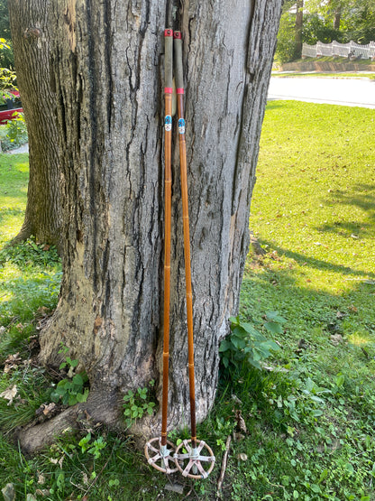 132.5cm "Korpela" Bamboo Cross-Country Ski Poles - Original Patina!