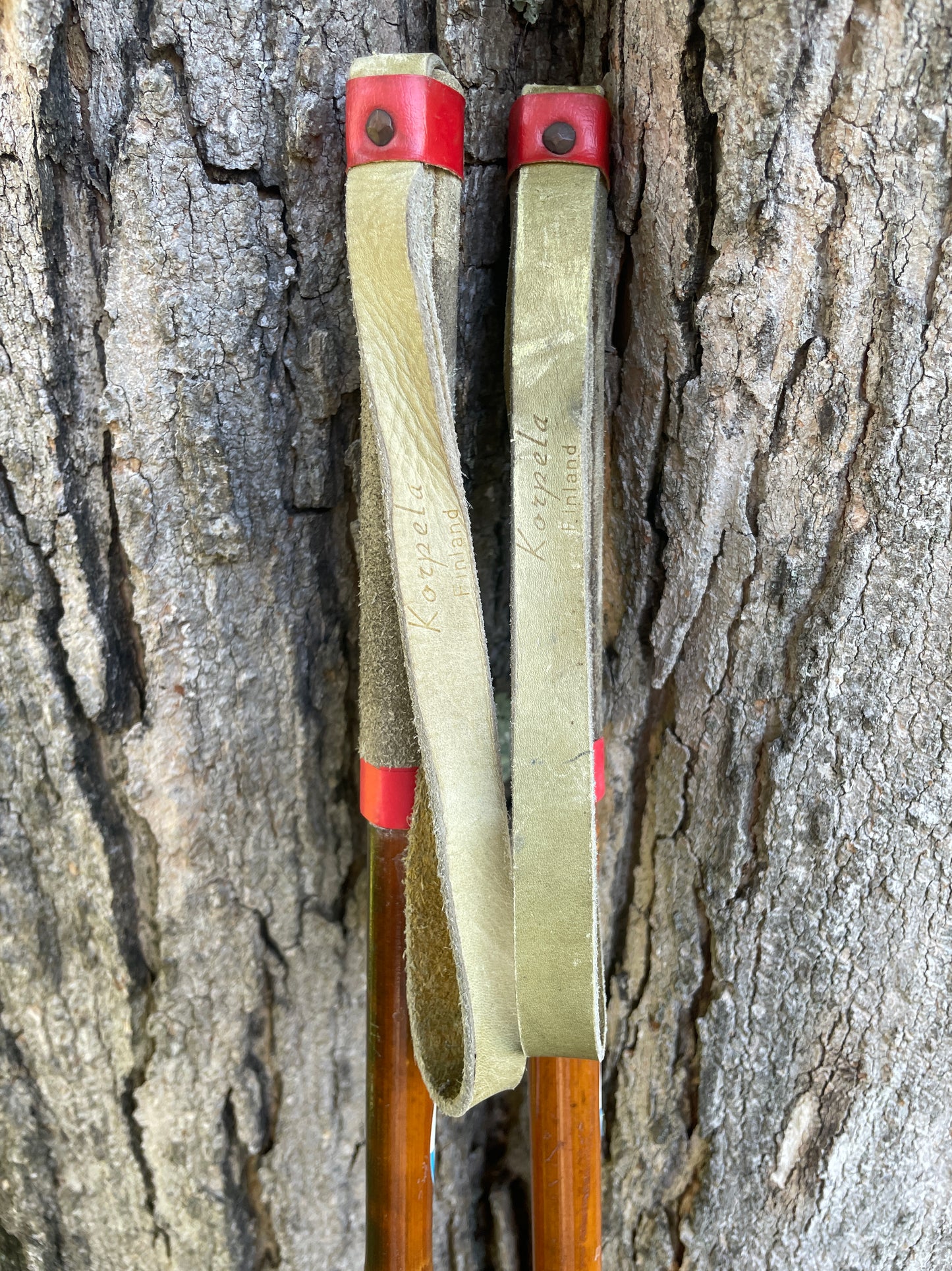 132.5cm "Korpela" Bamboo Cross-Country Ski Poles - Original Patina!