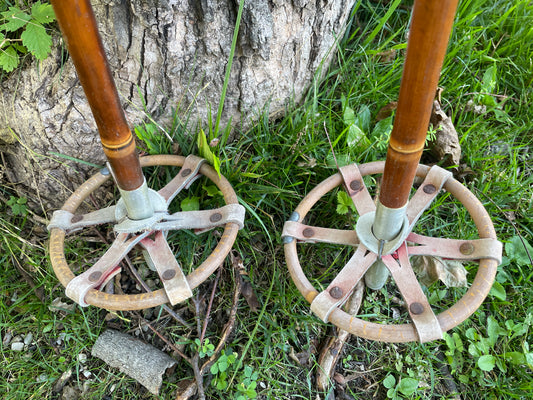 132.5cm "Korpela" Bamboo Cross-Country Ski Poles - Original Patina!