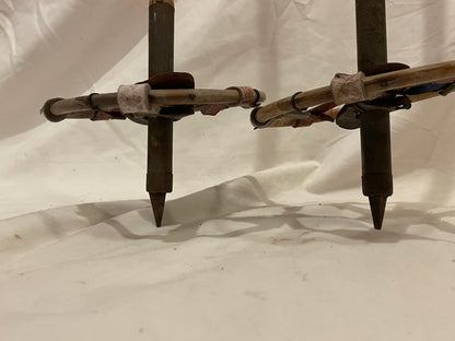 135cm Finnish Bamboo Cross-Country Ski Poles - early 1960s - PATRIOTIC COLOURS!!!