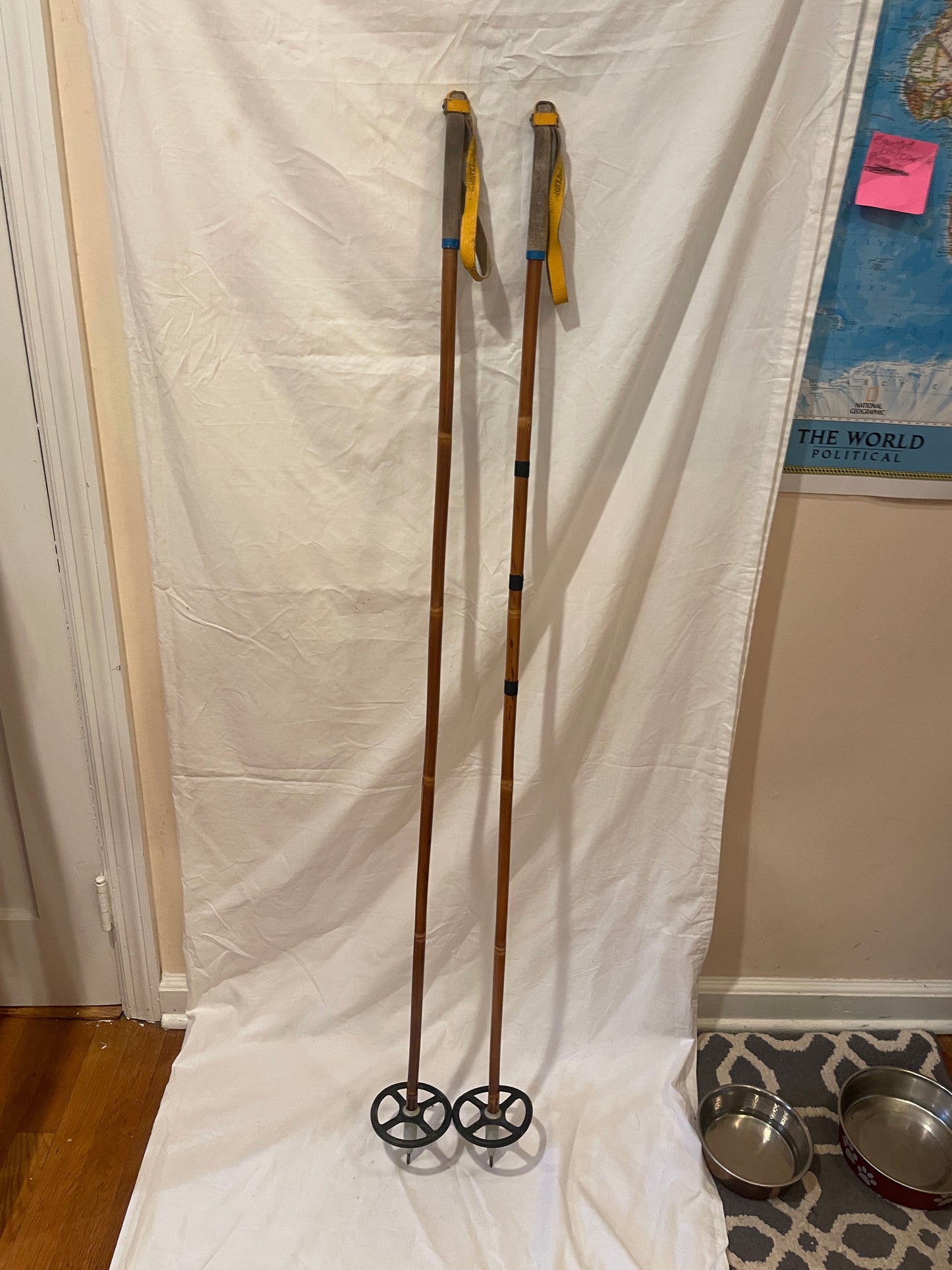 140cm Järvinen Bamboo Cross-Country Ski Poles - late 1960s - FINLAND
