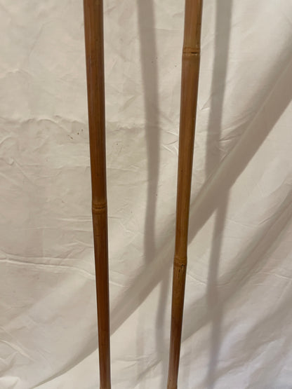 135cm Norwegian Bamboo Cross-Country Ski Poles - Wicker/Leather Baskets - White Handles