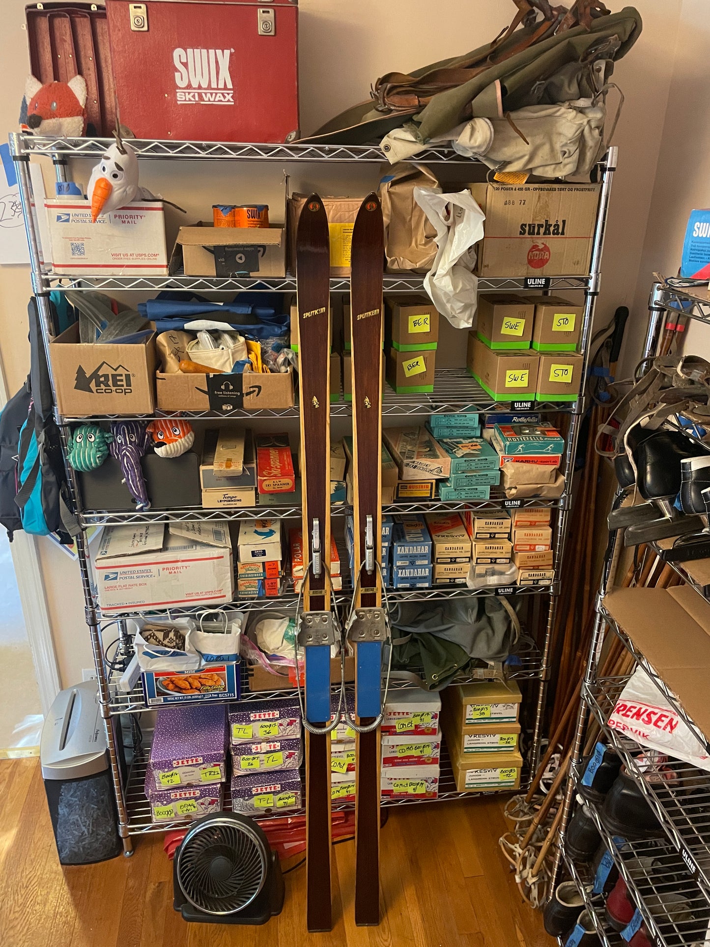 180cm Splitkein Early 1960s Wood Cross-Country Touring Skis - Great Condition!