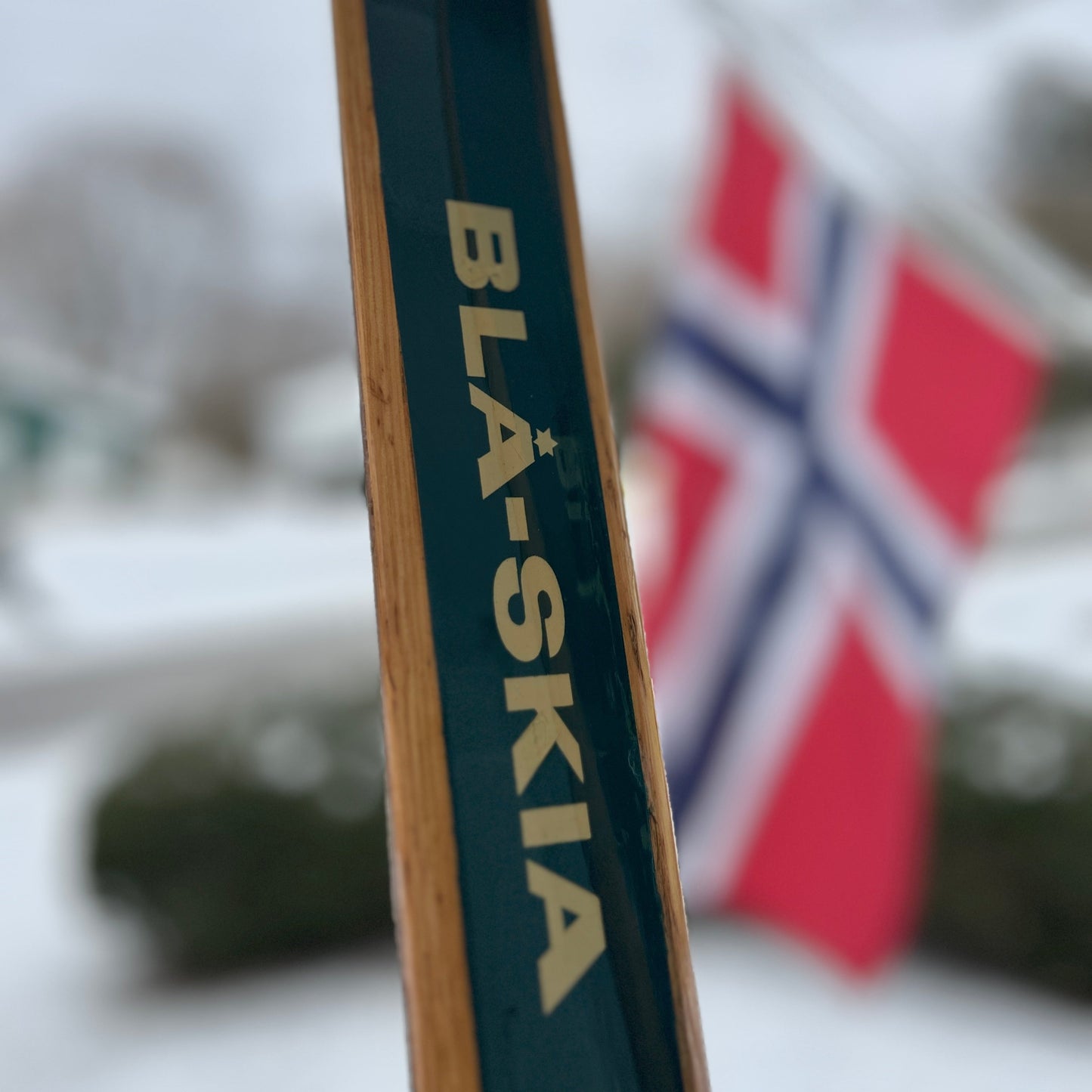 215cm Blå-Skia Wood "Tur-Langrenn" Light Touring Cross-Country Skis - Late 1960s - Veldig Hyggelig!