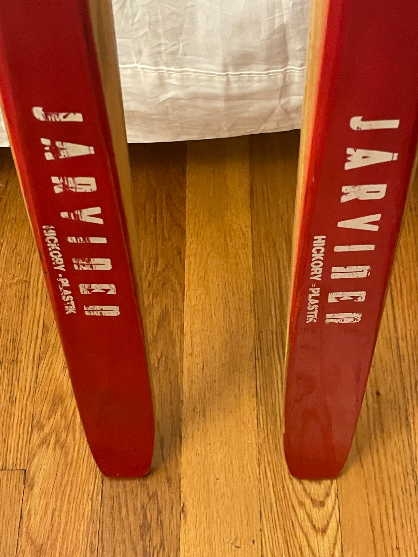 215cm Esko Järvinen Wood Cross-Country Racing Skis - Early 70s - Hickory Base/"Plastik" Edge!!!