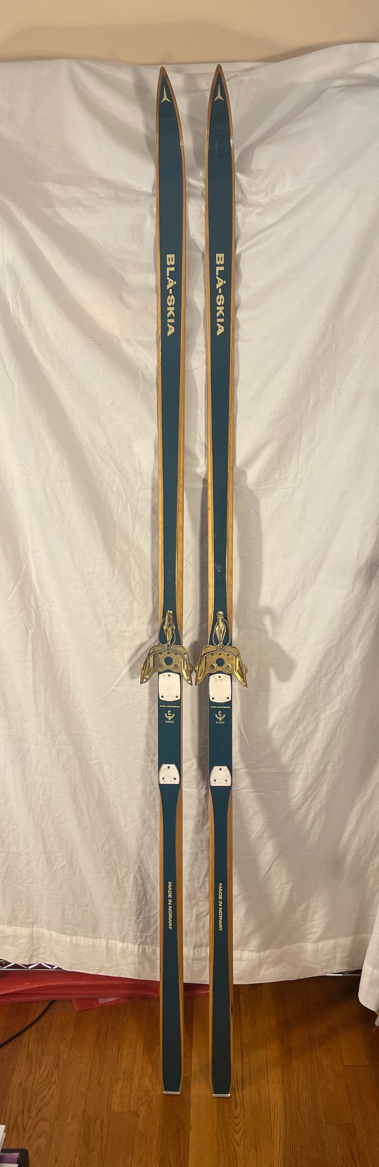 210cm Blå-Skia Wood "Tur-Langrenn" Light Touring Cross-Country Skis - Early 70s - TIMEPIECE!!!!