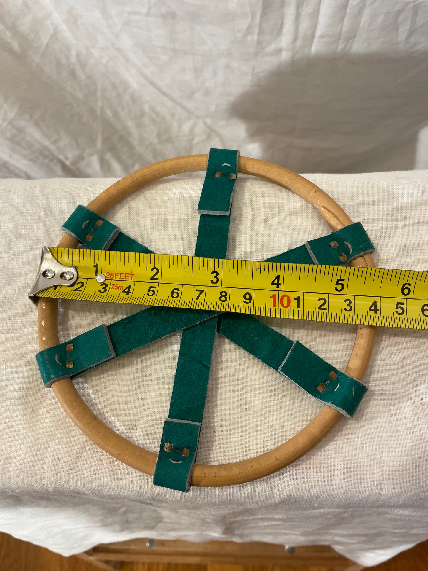 14cm 6-Prong NOS Leather/Wicker Ski Baskets from FINLAND - OLD!!!