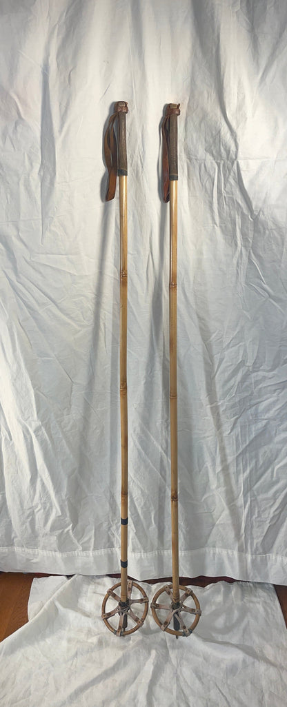 140cm Järvinen Bamboo Cross-Country Ski Poles - late 1960s - FINLAND - SOLID