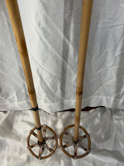 140cm Järvinen Bamboo Cross-Country Ski Poles - late 1960s - FINLAND - SOLID