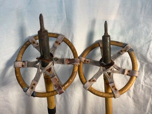 140cm Järvinen Bamboo Cross-Country Ski Poles - late 1960s - FINLAND - SOLID