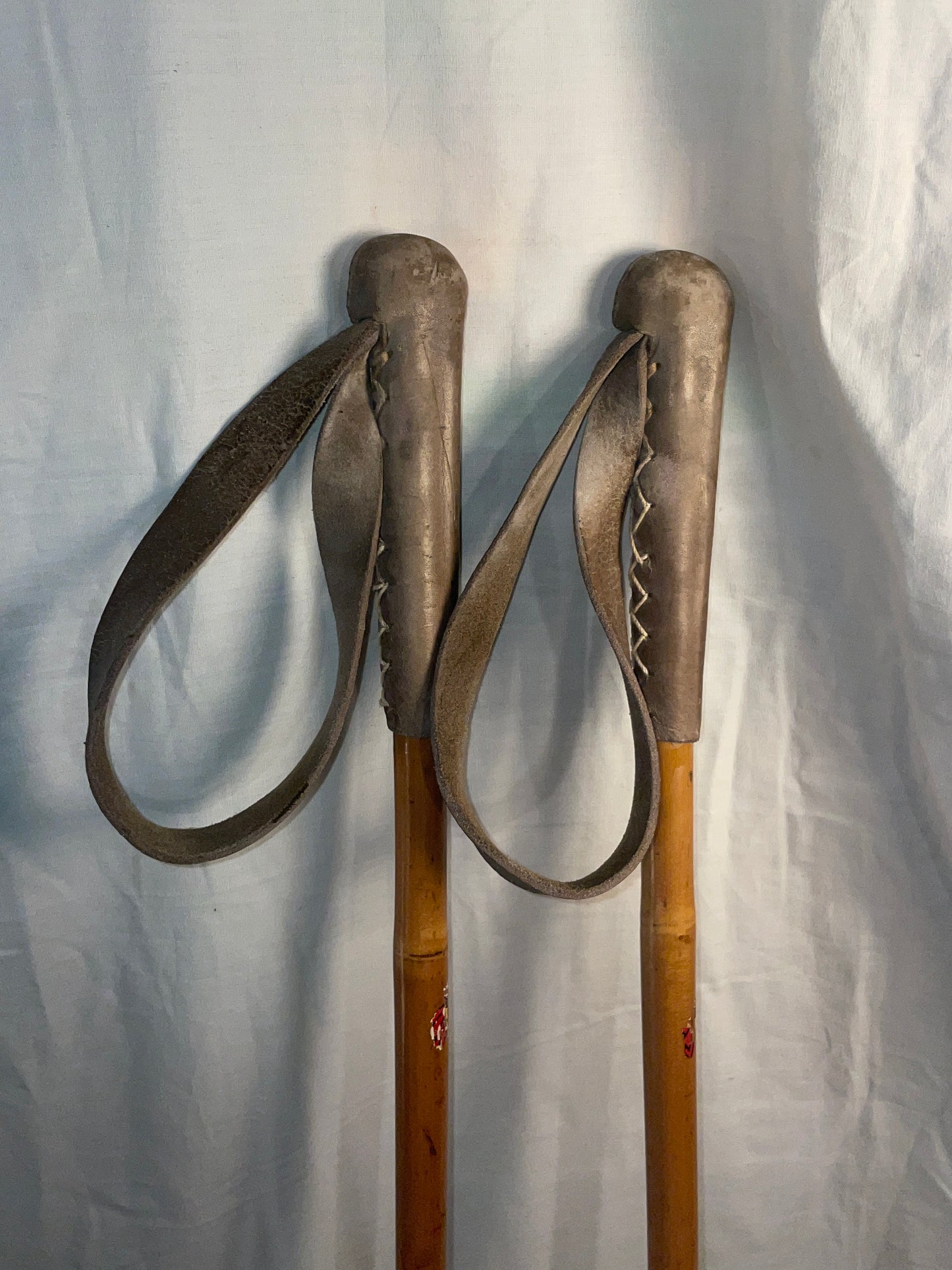 140cm Gresvig Norwegian Cross-Country Ski Poles - Bamboo/Leather