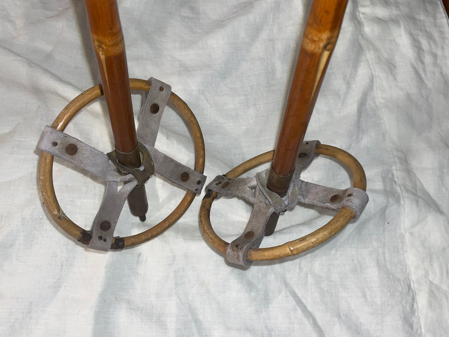 140cm Gresvig Norwegian Cross-Country Ski Poles - Bamboo/Leather