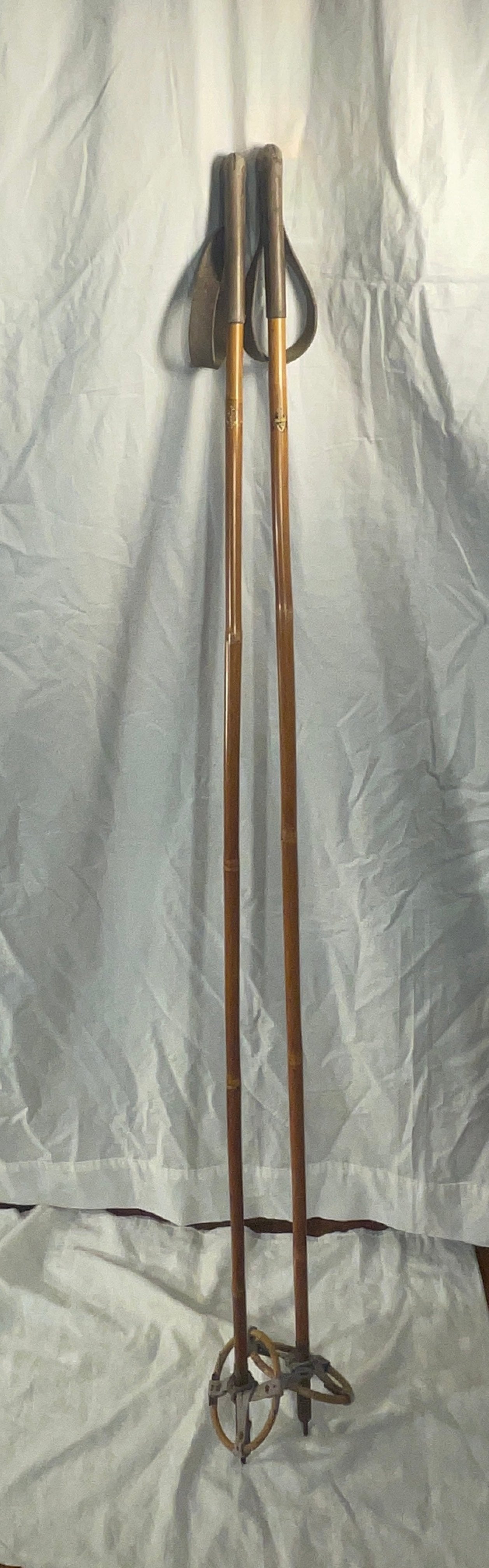 140cm Gresvig Norwegian Cross-Country Ski Poles - Bamboo/Leather