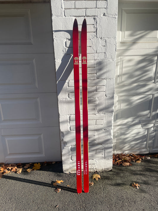 180cm Esko Järvinen Wood Cross-Country Skis - "Phenowood" Low-Maintenance Base - UNUSED - 1970s
