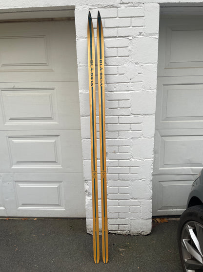 195cm Blå-Skia Wood Nordic Racing Skis - Early 1970s - Completely Unused - RARE BALSA CORE!!!