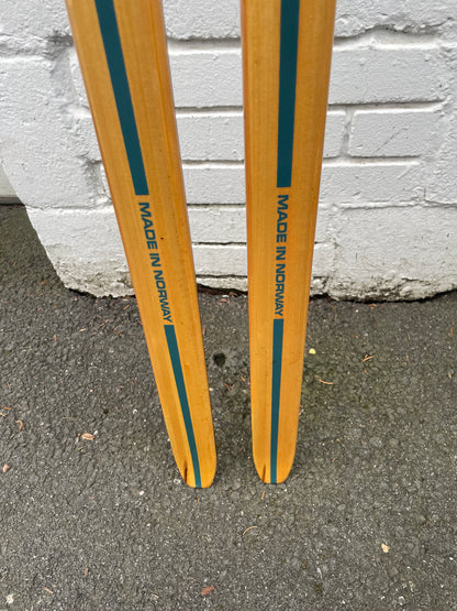 195cm Blå-Skia Wood Nordic Racing Skis - Early 1970s - Completely Unused - RARE BALSA CORE!!!