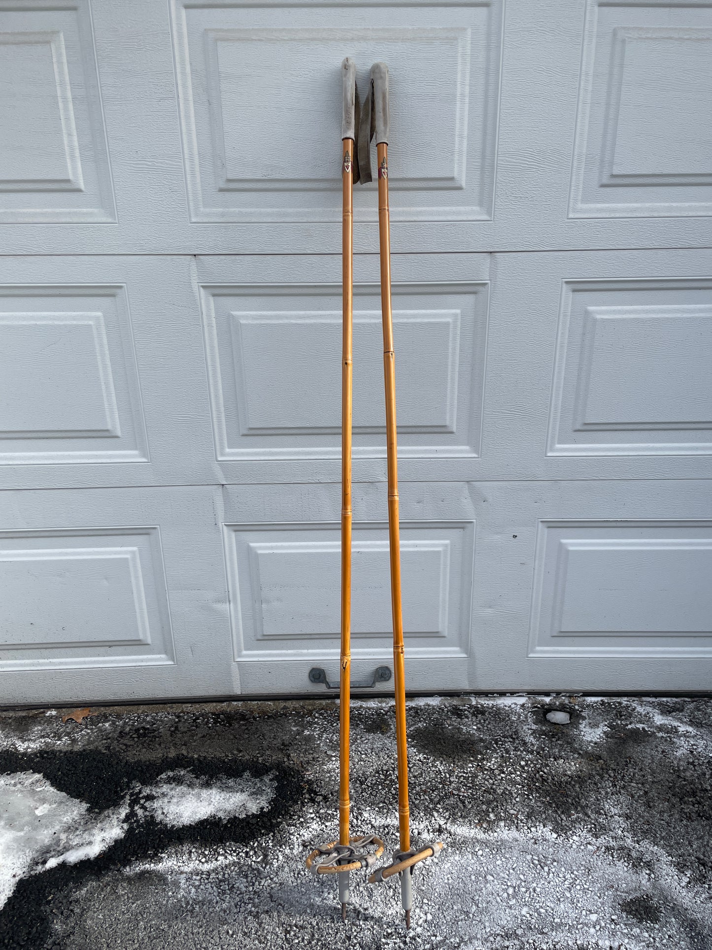 140cm Gresvig Norwegian Cross-Country Ski Poles - Bamboo/Leather