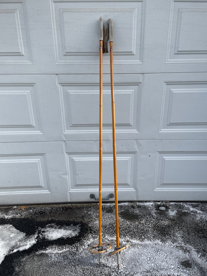 140cm Gresvig Norwegian Cross-Country Ski Poles - Bamboo/Leather