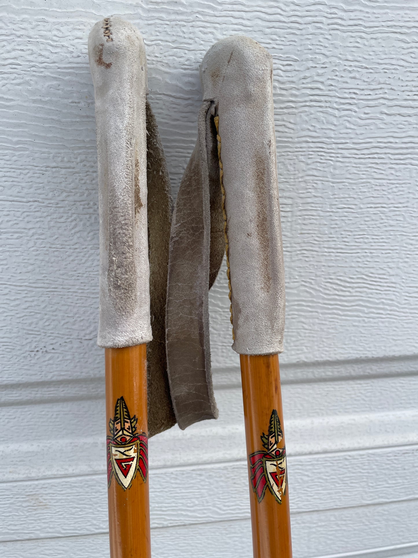 140cm Gresvig Norwegian Cross-Country Ski Poles - Bamboo/Leather