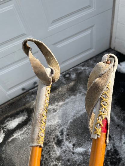 140cm Gresvig Norwegian Cross-Country Ski Poles - Bamboo/Leather