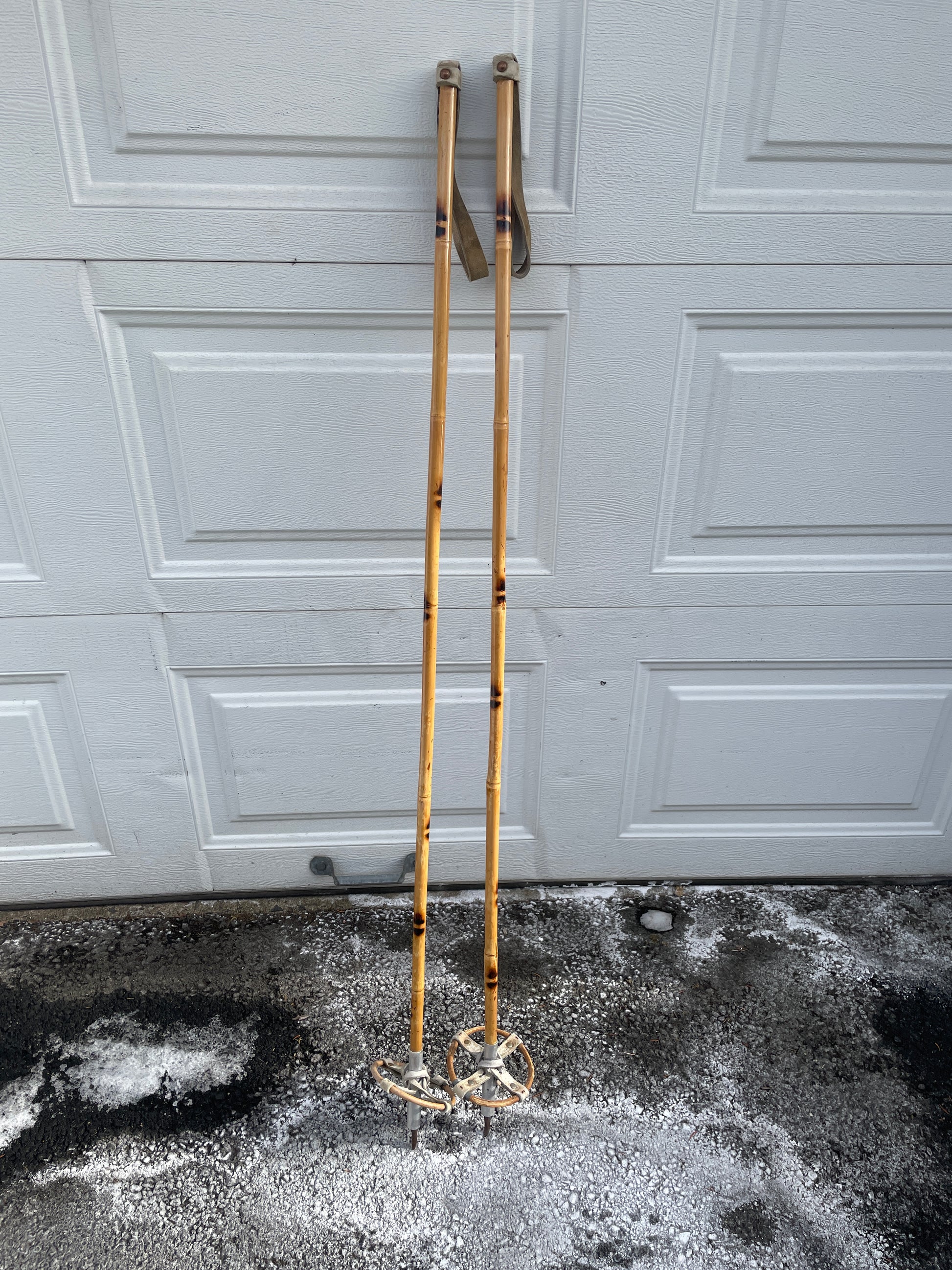 125cm Vintage Bamboo Cross-Country Ski Poles from Norway 125cm Vintage Bamboo Cross-Country Ski Poles from Norway