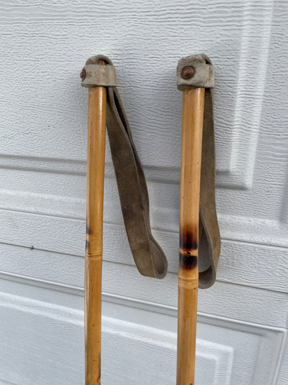 125cm Vintage Bamboo Cross-Country Ski Poles from Norway 125cm Vintage Bamboo Cross-Country Ski Poles from Norway